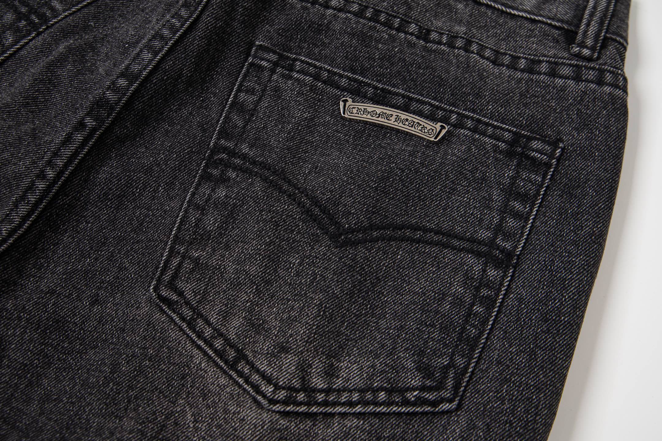 Chrome Hearts Multi Cross Patch Denim Jeans - Grey Gothic Street Pants 1111