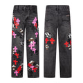 Chrome Hearts Multi Cross Patch Denim Jeans - Grey Gothic Street Pants 1111