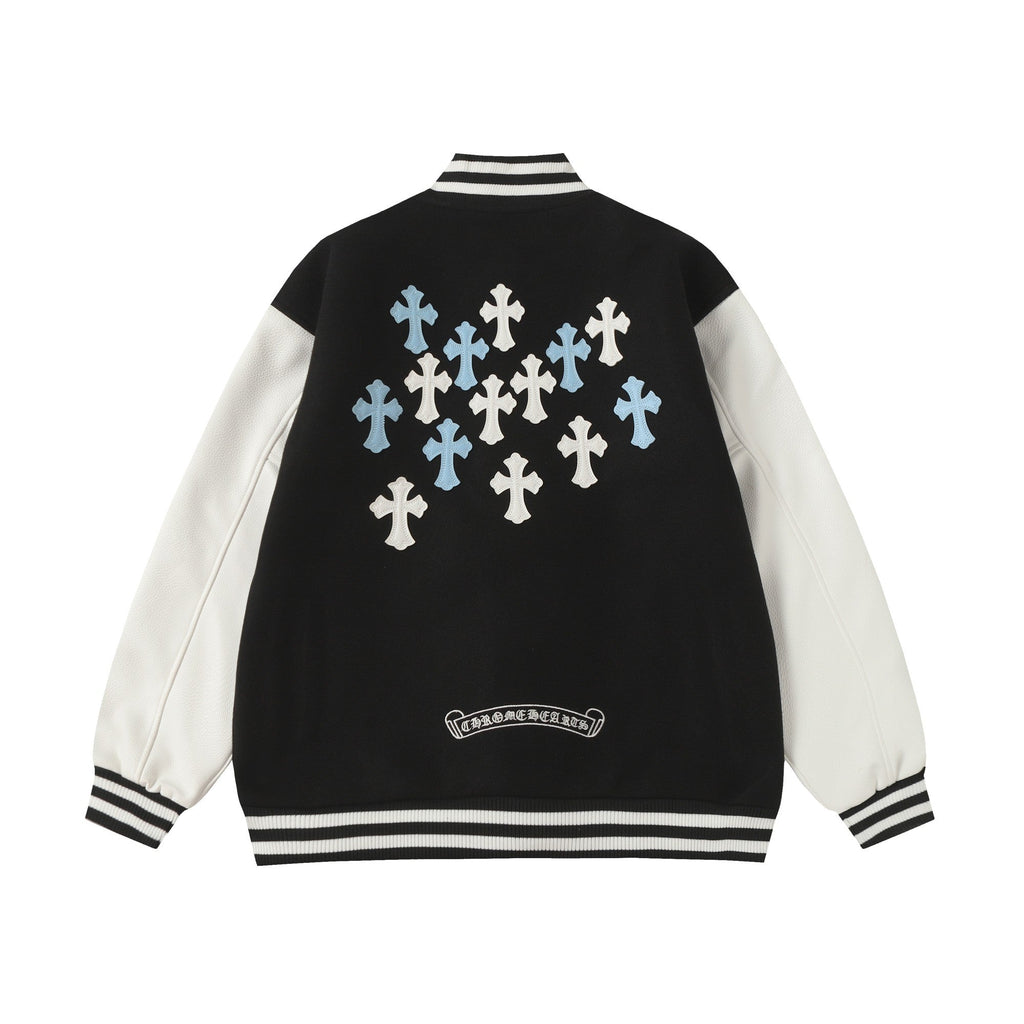 Chrome Hearts Black White Street Style Baseball Coat 0002