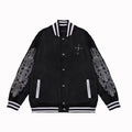 Chrome Hearts Embroidered Sleeve Varsity Jacket - Black Streetwear Coat 5577