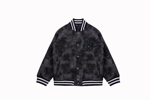 Chrome Hearts Fleur-de-lis Patch Varsity Jacket - Grey Tie-dye Outerwear A5588