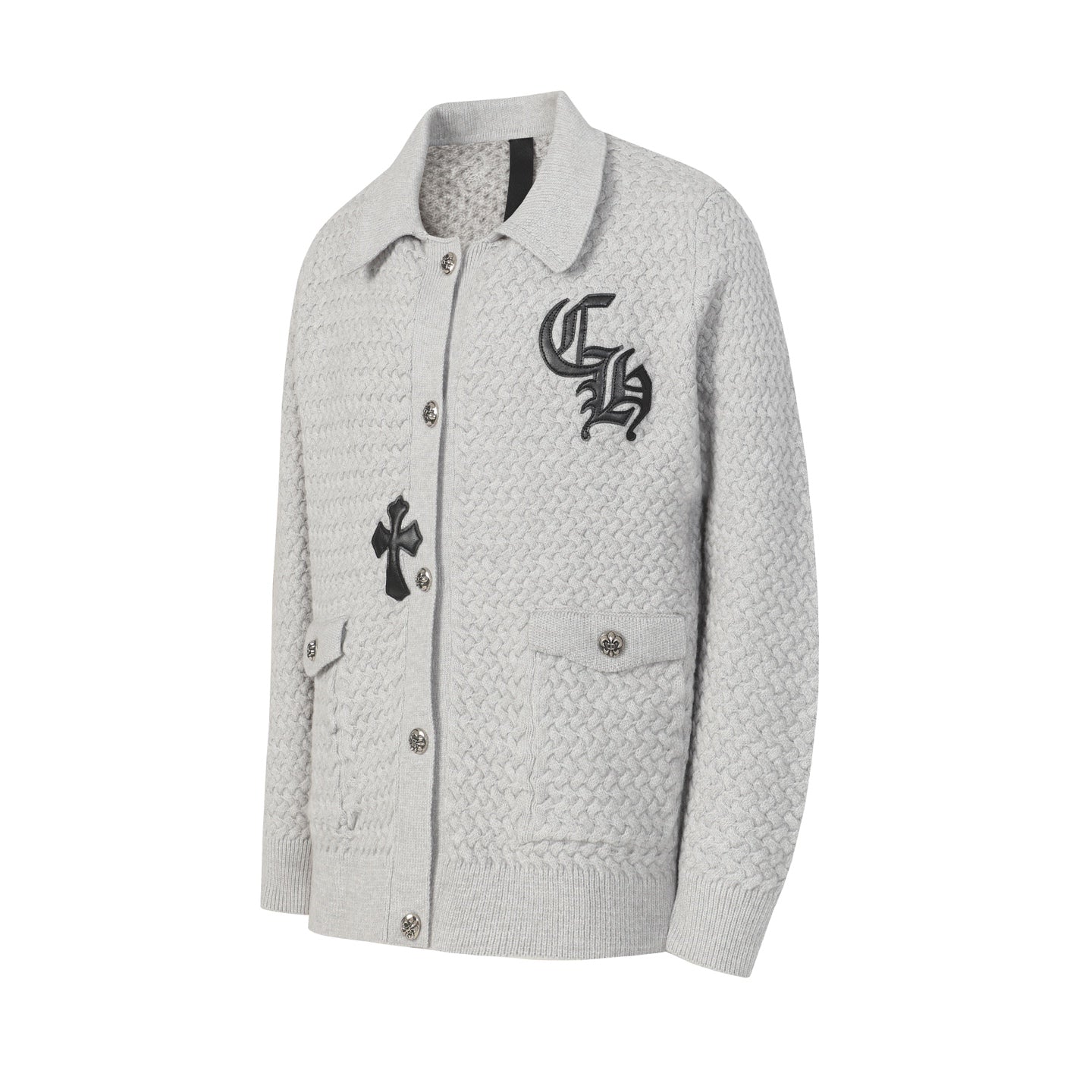 Chrome Hearts Gothic Cross Knit Cardigan - Black Grey Streetwear Jacket 904