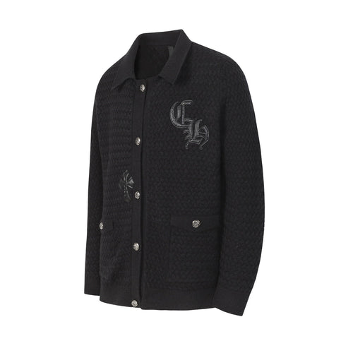 Chrome Hearts Gothic Cross Knit Cardigan - Black Grey Streetwear Jacket 904