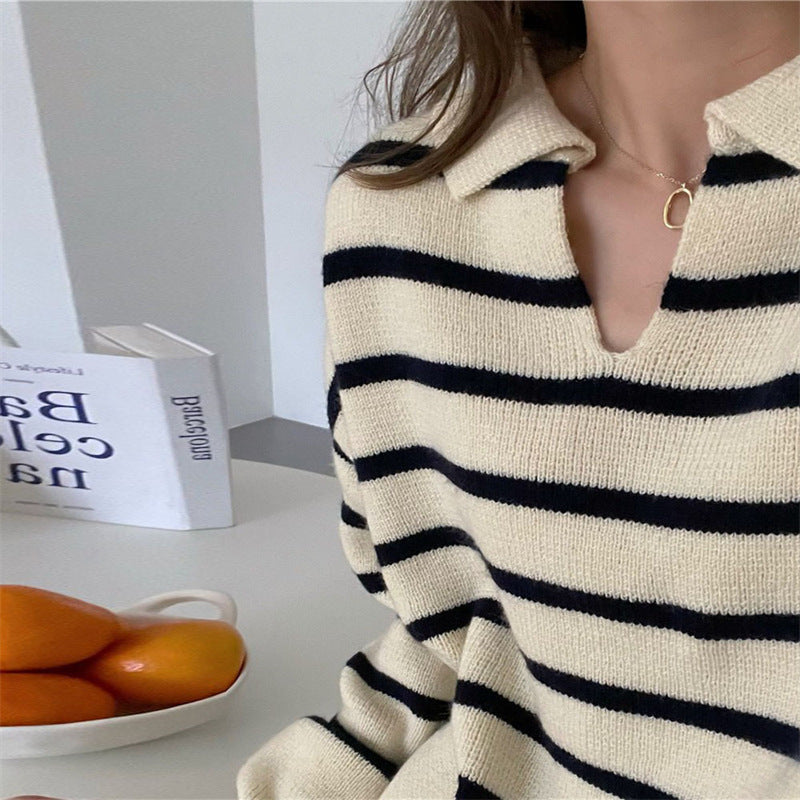 Women's Pullover Sweater Striped Loose Sweater