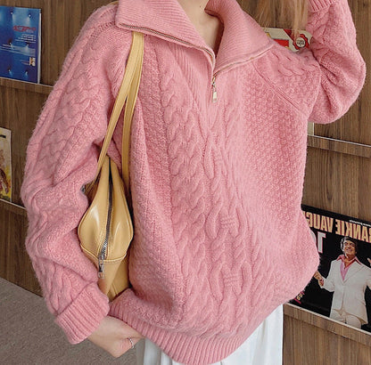 Women's Pullover Sweater Elegant Zip Sweater