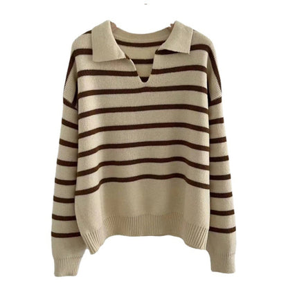 Women's Pullover Sweater Striped Loose Sweater