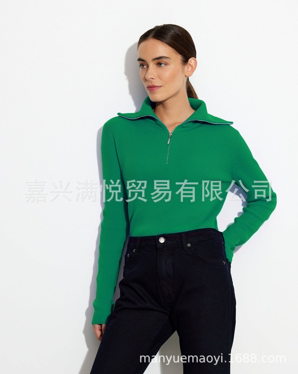 Women Work Business Casual Sweats Turtleneck Knitting Slim-Fitting Sweater