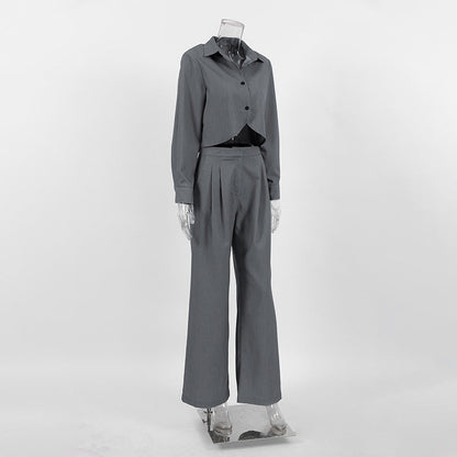Women's Co-Ords Autumn and Winter Gray, Long Sleeve Shirt