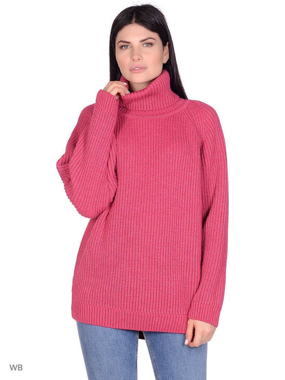 Women Work Business Casual Sweats Turtleneck Solid Color Loose Knitted Sweater