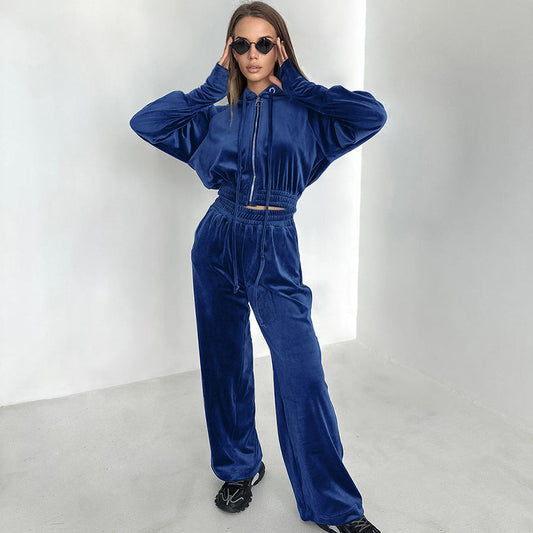 Women's Co-Ords Autumn and Winter High Waist Wide-Leg Pants Two-Piece Set for Women