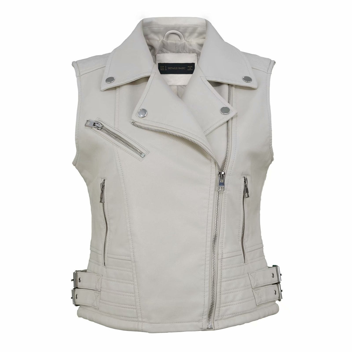 Women's Vest Slim Fit Short PU Leather Motorcycle Vest