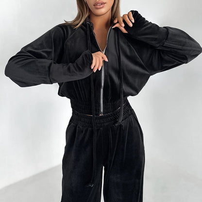 Women's Co-Ords Autumn and Winter High Waist Wide-Leg Pants Two-Piece Set for Women