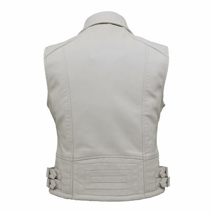 Women's Vest Slim Fit Short PU Leather Motorcycle Vest