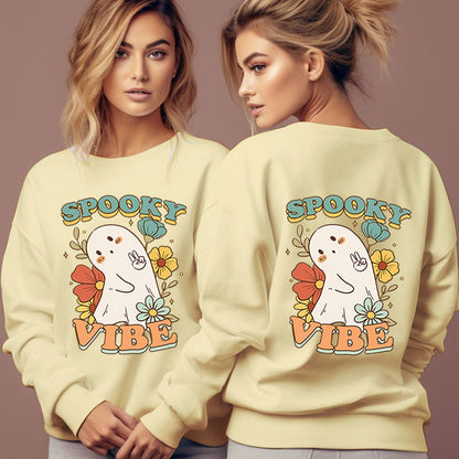 Women's Spooky Vibe Print Hoodies Fashion Cartoon Flower Gho