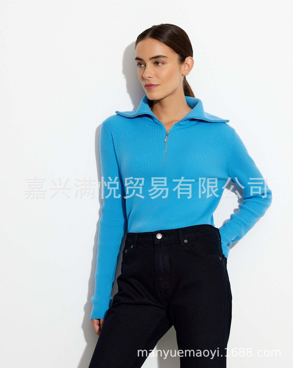 Women Work Business Casual Sweats Turtleneck Knitting Slim-Fitting Sweater