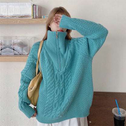 Women's Pullover Sweater Elegant Zip Sweater