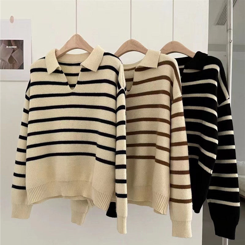Women's Pullover Sweater Striped Loose Sweater