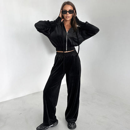 Women's Co-Ords Autumn and Winter High Waist Wide-Leg Pants Two-Piece Set for Women