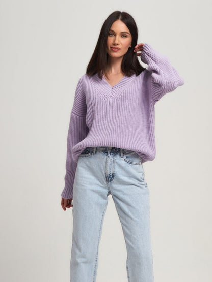 Women Work Business Casual Sweats V-neck Loose Sweater