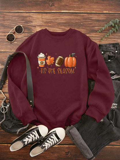 Women's Sweatshirt,It's Autumn Graphic Long Sleeve Crew Nec
