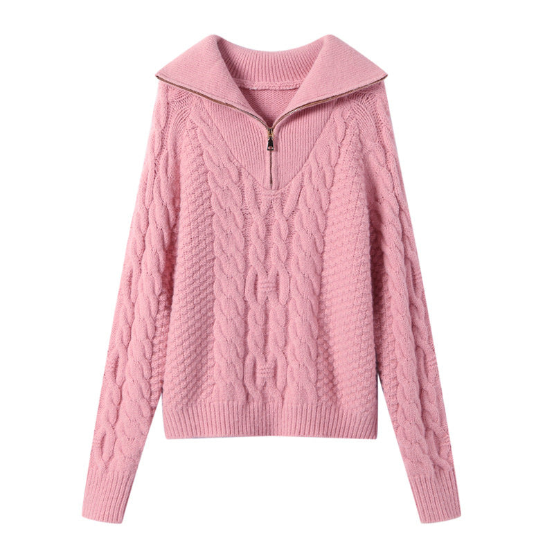 Women's Pullover Sweater Elegant Zip Sweater