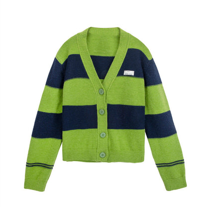 Women's Knitted Cardigan Loose Casual Striped Sweater