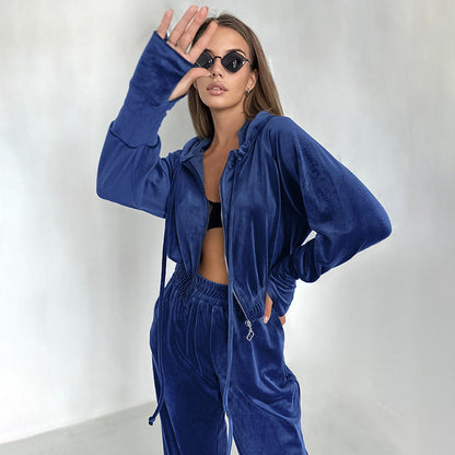 Women's Co-Ords Autumn and Winter High Waist Wide-Leg Pants Two-Piece Set for Women