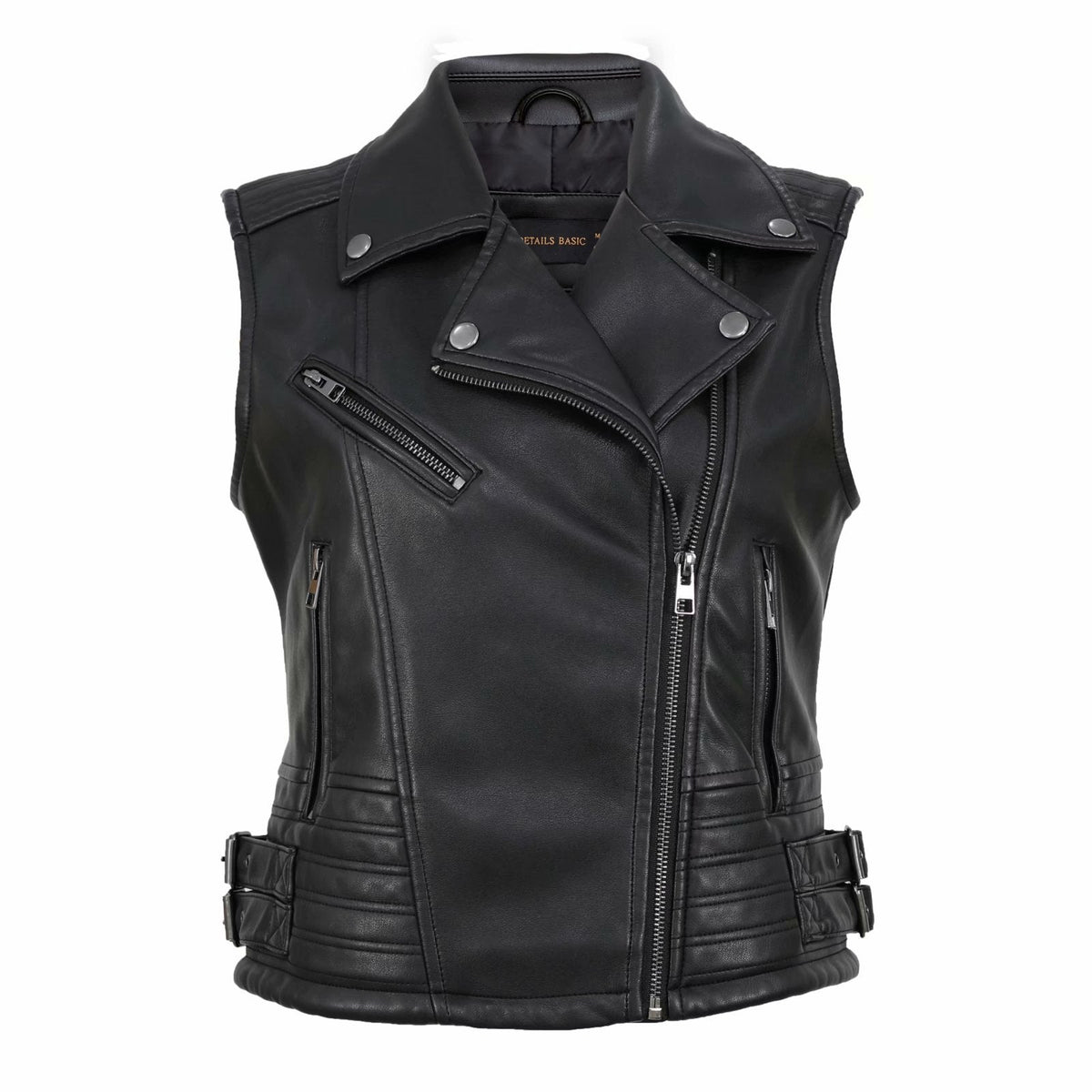 Women's Vest Slim Fit Short PU Leather Motorcycle Vest