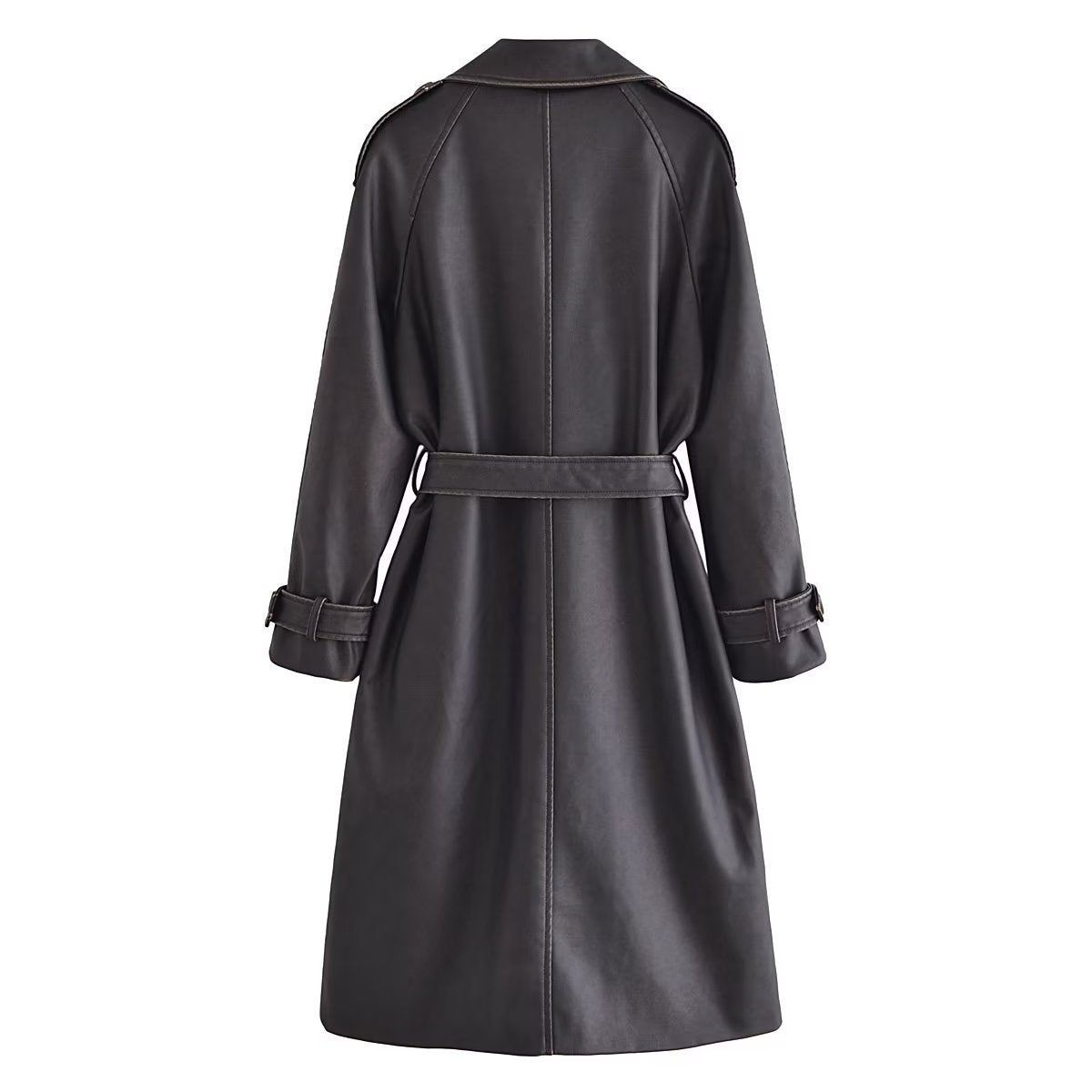 Women's Trench Coat Faux Leather Trench Coat